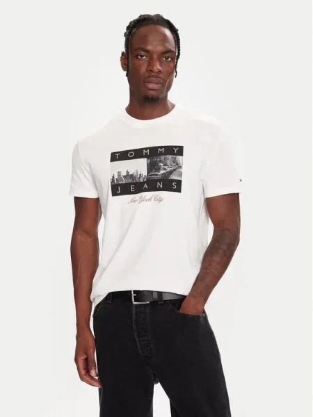 Тениска Tommy Jeans с принт бяло