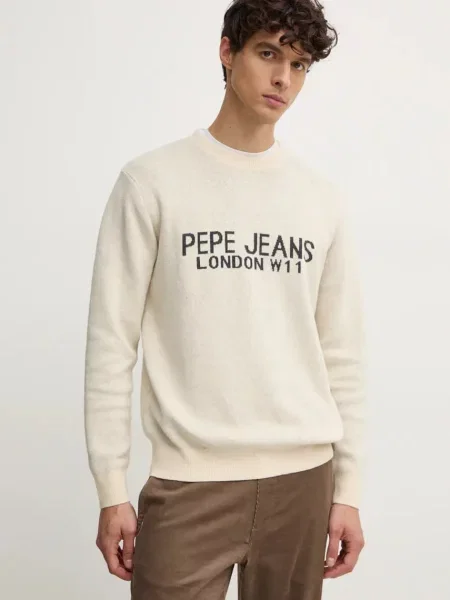 Pulover s primesjo volne Pepe Jeans CARDIN bež