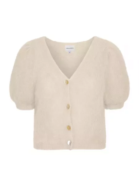 Moherowy sweter American Dreams z krótkim rękawem beżowy