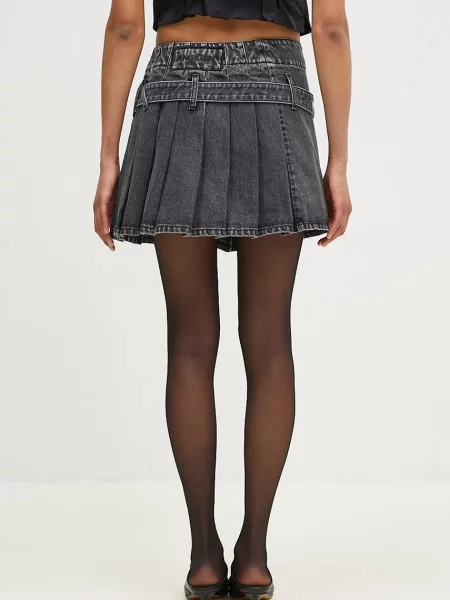 AMBUSH spódnica jeansowa Denim Pleats Skirt mini rozkloszowana czarny