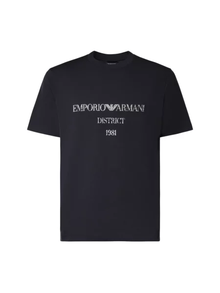 Koszulka Emporio Armani z logo niebieska