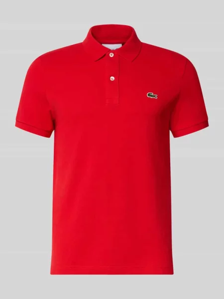 Koszulka polo o kroju slim fit z czystej bawełny Lacoste czerwona