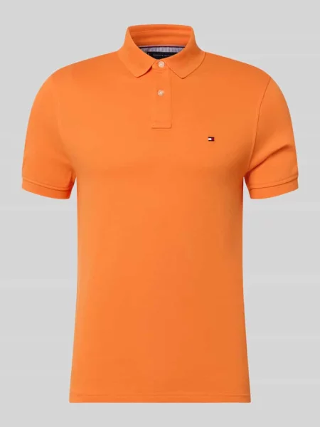 Koszulka polo o kroju regular fit z mieszanki bawełny Tommy Hilfiger pomarańczowa
