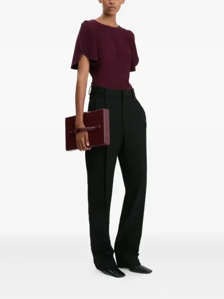 Plisuoti kelnės Victoria Beckham juoda