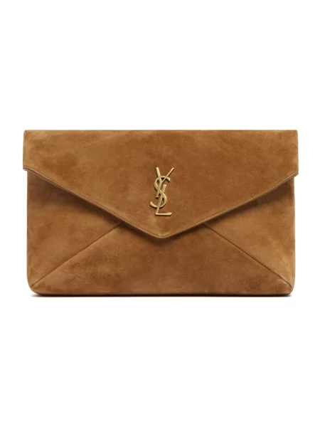 Kopertówka Saint Laurent skórzana brązowa