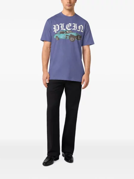 Tricou Philipp Plein cu imagine albastru