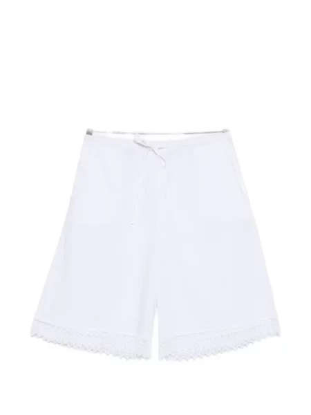 Pantaloni scurți The Nina Studio din dantelă cu cordon alb