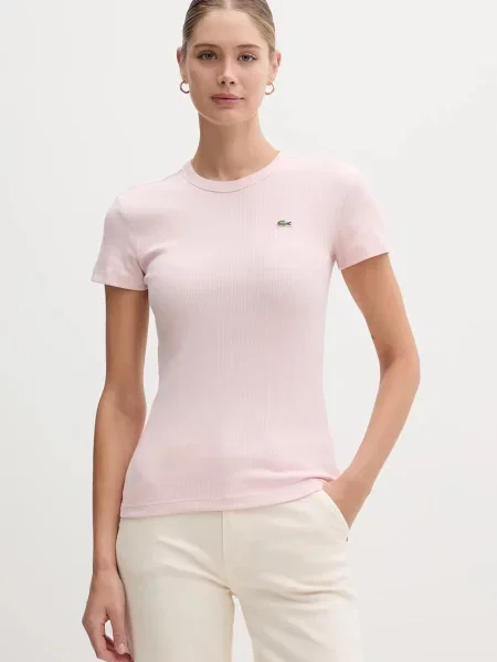 Тениска Lacoste дамска тъмносиньо розово
