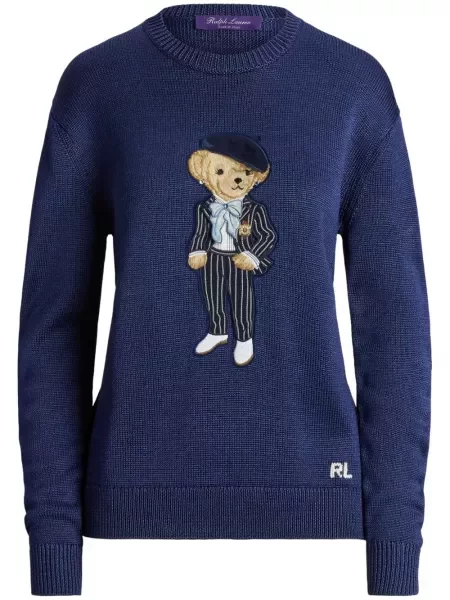 Pulover Ralph Lauren Collection cu broderie albastru