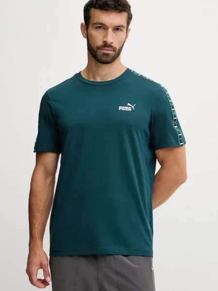 Тениска Puma тъмносиньо с апликация зелено
