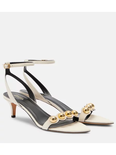 Sandale Isabel Marant din piele de căprioară cu tepi alb