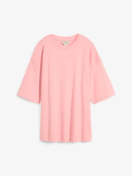 Długi T-shirt z dzianiny interlock różowa