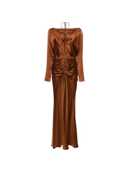Sukienka maxi Alberta Ferretti brązowa