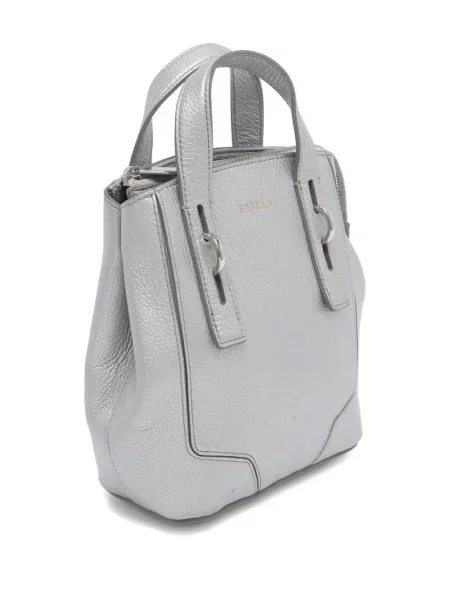 Geanta de piele Furla cu perle din piele argintiu