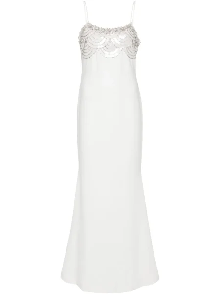 Rochie maxi Amen de cristal din crep de costum alb