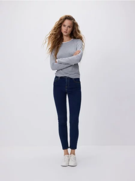 Reserved Jeansy slim push up granatowy