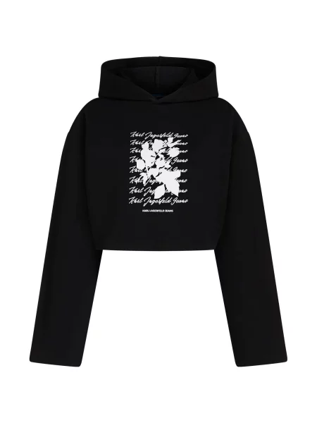 Geacă de blugi Karl Lagerfeld Jeans cu glugă negru