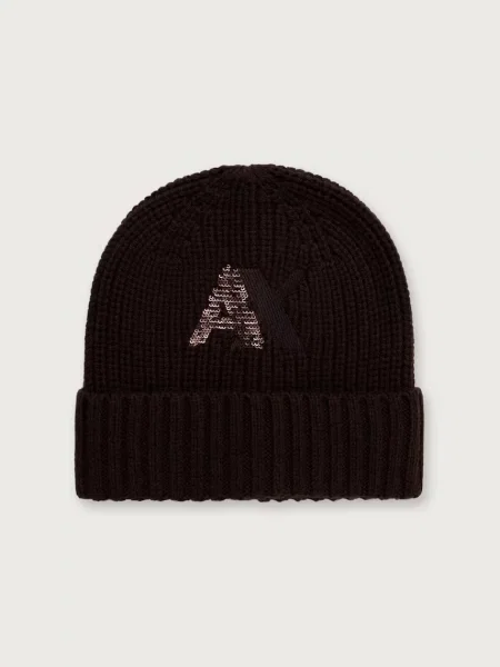 Armani Exchange căciulă de damă cu lână maro