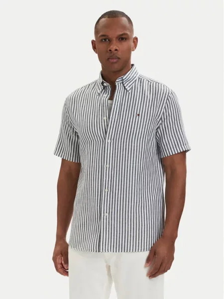 TOMMY HILFIGER Cămașă închis / alb albastru