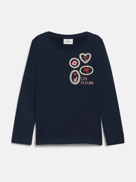 T-shirt z artystycznym nadrukiem niebieska