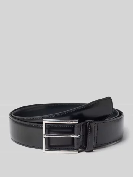 Skórzany JOOP! Collection;Skóra naturalna;Sprzączka;Wytłaczane logo;Pikowanie;Szerokość w rozmiarze 3 cm czarny