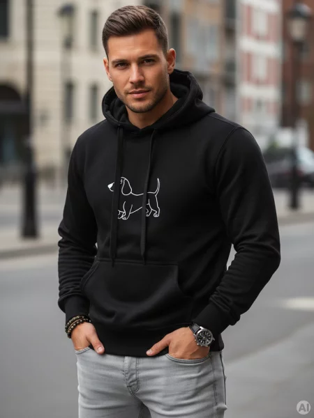 Bluza z nadrukiem jamnik Dstreet czarna