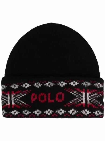Căciulă Polo Ralph Lauren de lână cu autograf negru