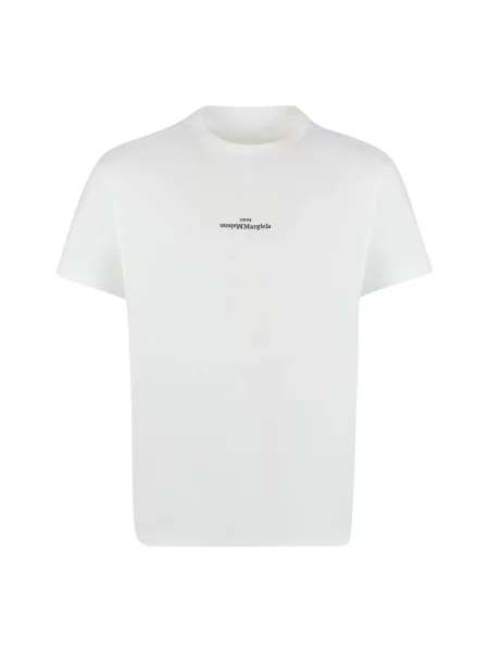 Koszulka Maison Margiela z logo z krótkim rękawem z dekoltem w kształcie litery U biała