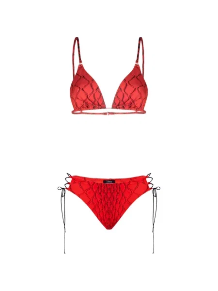 Bikini Noire Swimwear w wężowy wzór wiązany czerwony