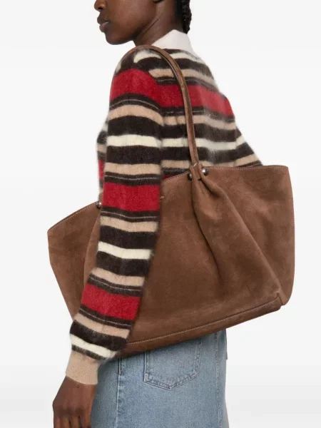 Geantă shopper Weekend Max Mara din piele de căprioară maro