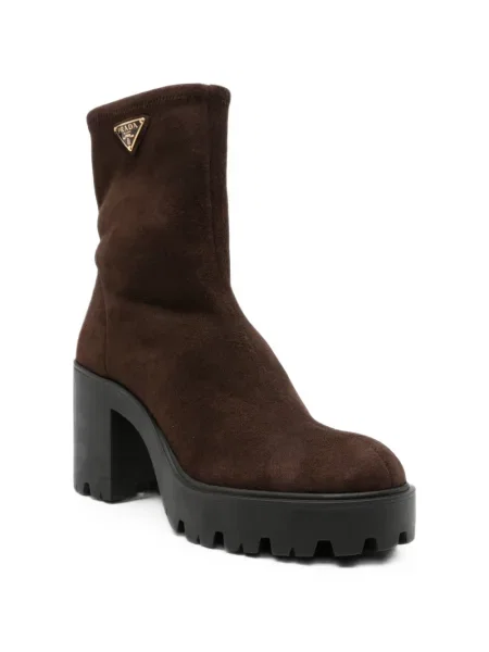 Botine Prada chunky cu autograf maro