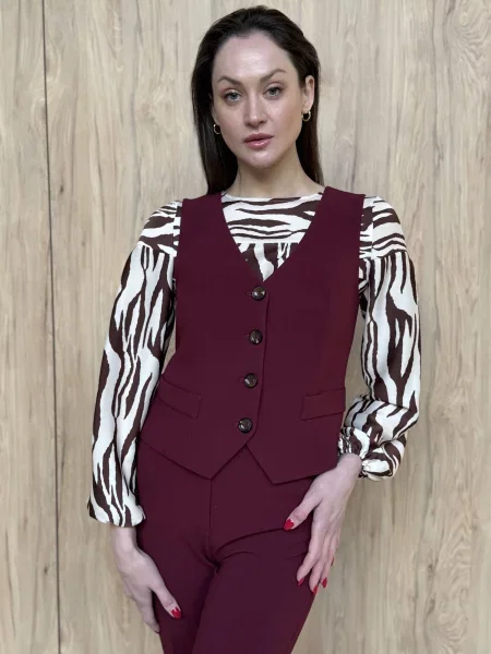 Жилет класичний CAT ORANGE бордовий віскоза/поліамід помаранчевий