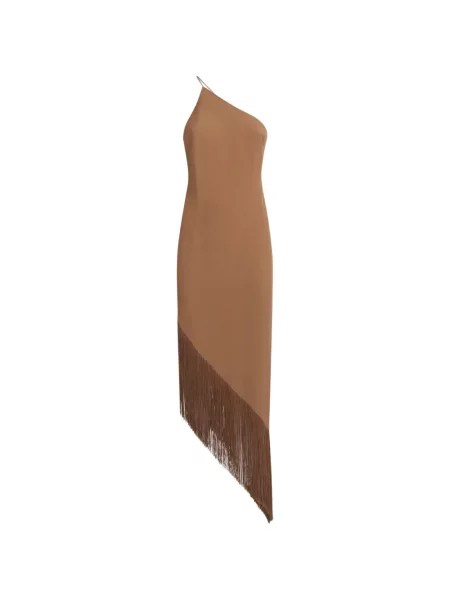 Rochie Taller Marmo cu franjuri asimetrică maro