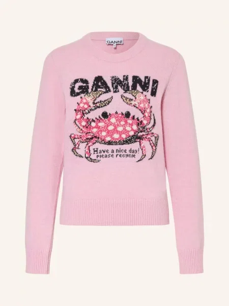 Ganni Sweter pink czarny