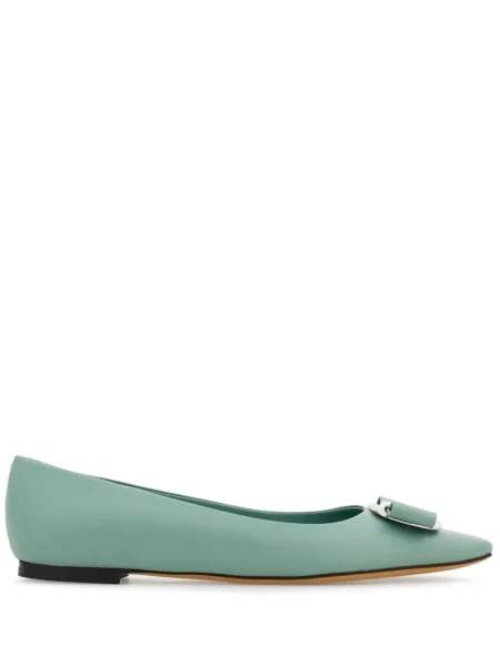 Balerini Ferragamo cu funde verde