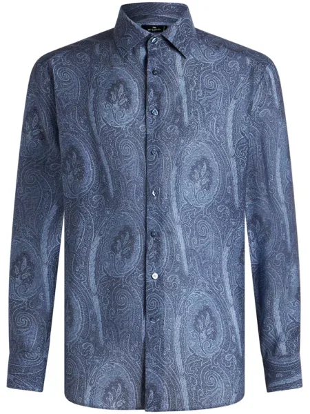 Cămașă Etro cu imagine cu model paisley albastru