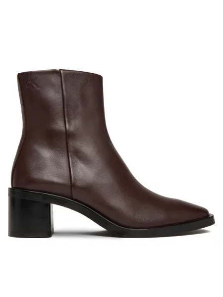 Calvin Klein Škornji Block Heel Boot Lth Bordo rdeča rjava