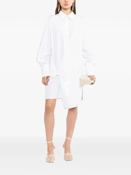 Rochie tip cămașă Helmut Lang asimetrică alb