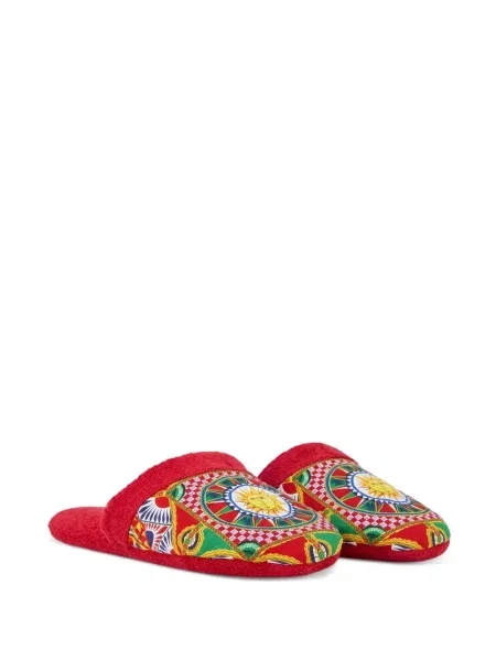 Raštuotos kilpinis kambarinės šlepetės Dolce & Gabbana raudona
