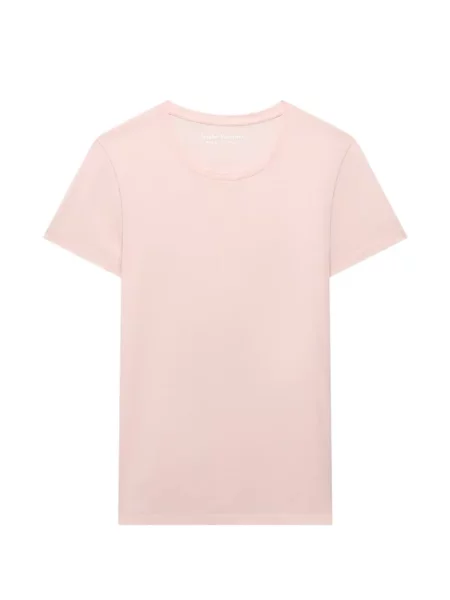 Tricou Another Tomorrow cu decolteu rotund roz