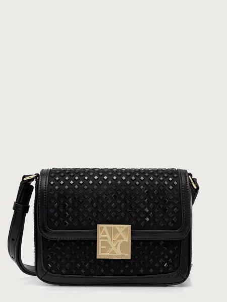 Armani Exchange geantă crossbody pentru femei cu imitație de piele negru