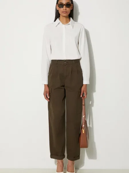 Carhartt WIP pantaloni de fason cargo high waist Collins Pant verde