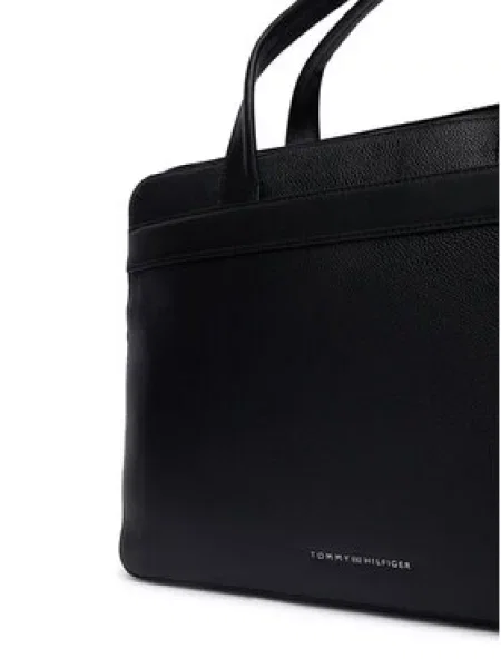 Torba za laptop Tommy Hilfiger Th Business Leather Computer Bag crna