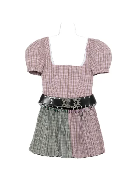 Sukienka mini Chopova Lowena w kratkę garniturowa różowa