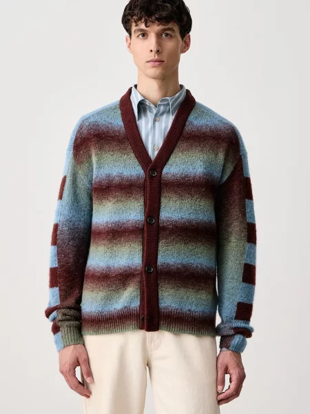PS Paul Smith cardigan pentru bărbați cu lână merino albastru