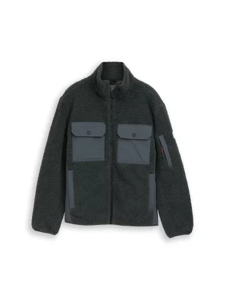 TOM TAILOR Jachetă fleece bazalt / verde închis gri