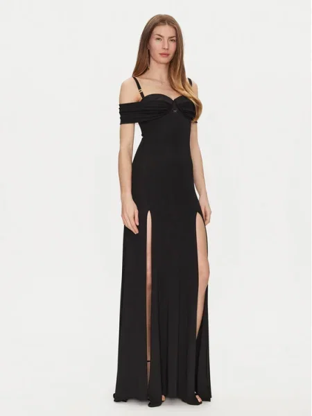 Elisabetta Franchi rochie maxi drept negru