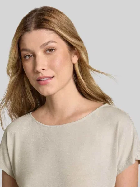 T-shirt o kroju relaxed fit z mieszanki S.oliver Black Label beżowa