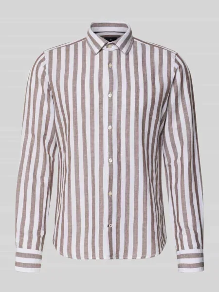 Koszula o kroju slim fit biznes z kołnierzykiem typu kent model Pit' Joop! Collection brązowa