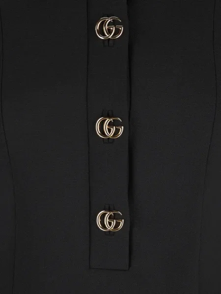 Μάλλινη μίνι φόρεμα Gucci μαύρο